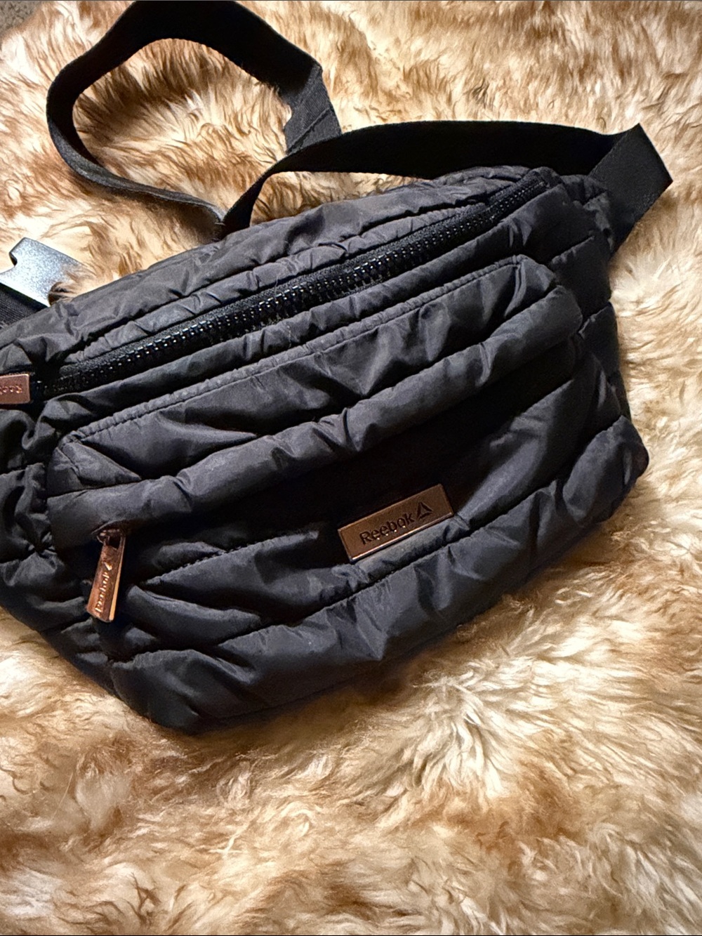 Reebok Black Quilted Belt Bag